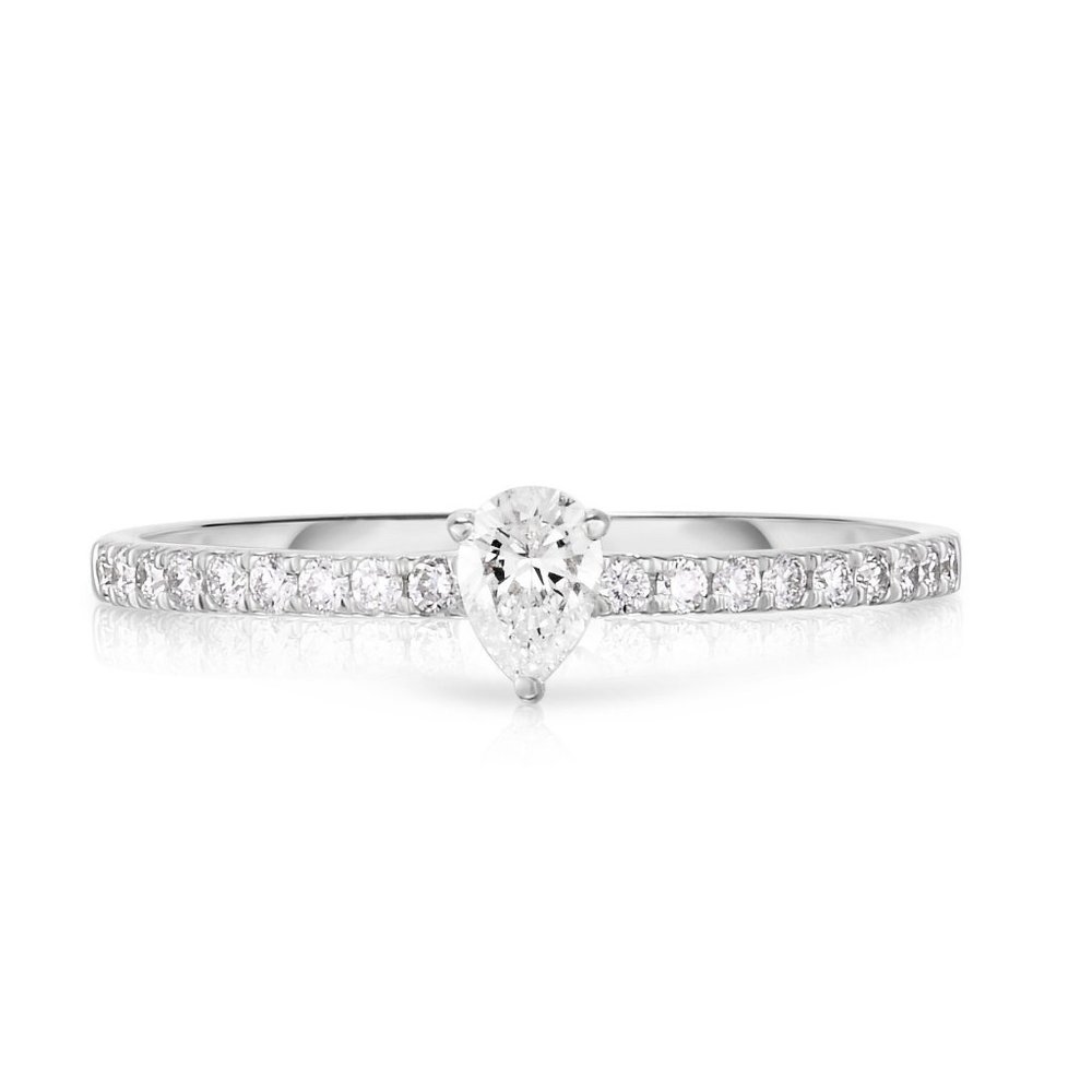 Pear + Pavé Diamond Ring In 10k Gold
